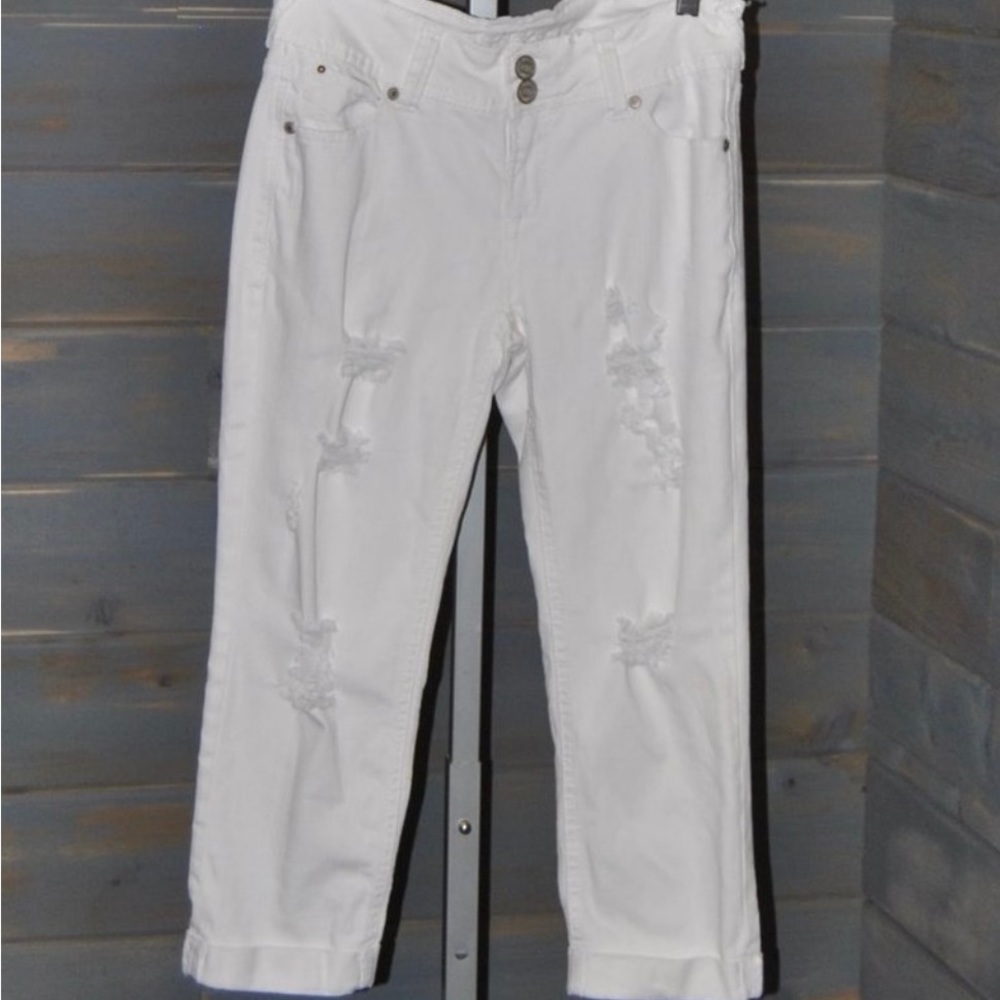 Wallflower Distressed White Denim Jeans, Size 5
